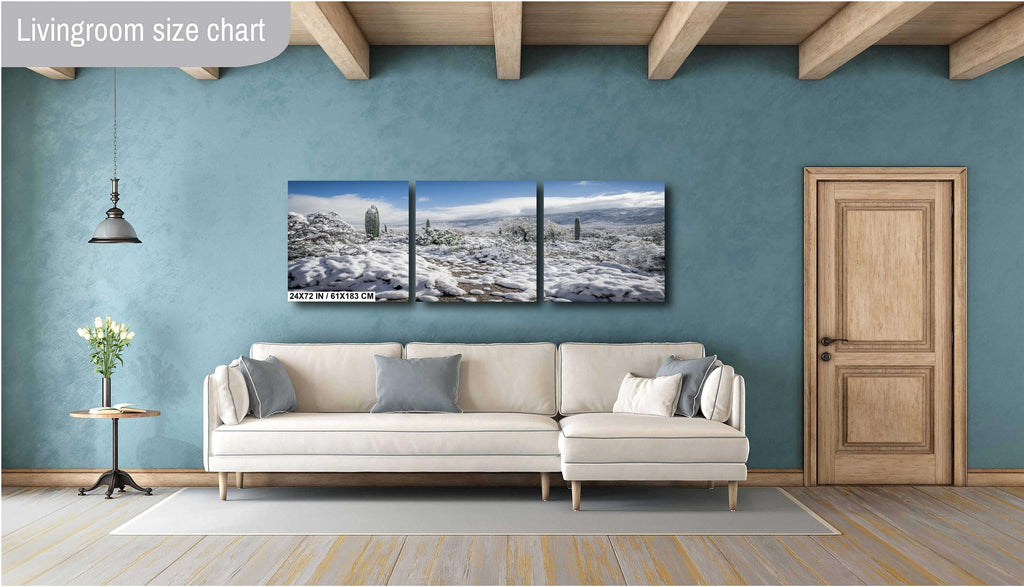 Saguaro National Park Winter Snow Print: Arizona Desert Wall Art
