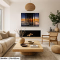 Albert Einstein Difficulty Opportunity Pier Sunset Motivational Photography Print