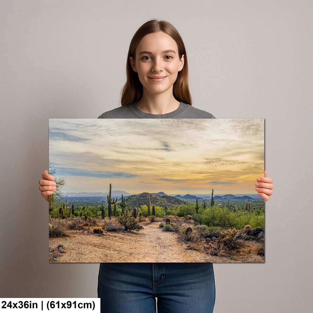 Sonoran Desert Trail at Sunset Photography Print, Usery Mountain Regional Park Mesa Arizona Wall Art Home Decor