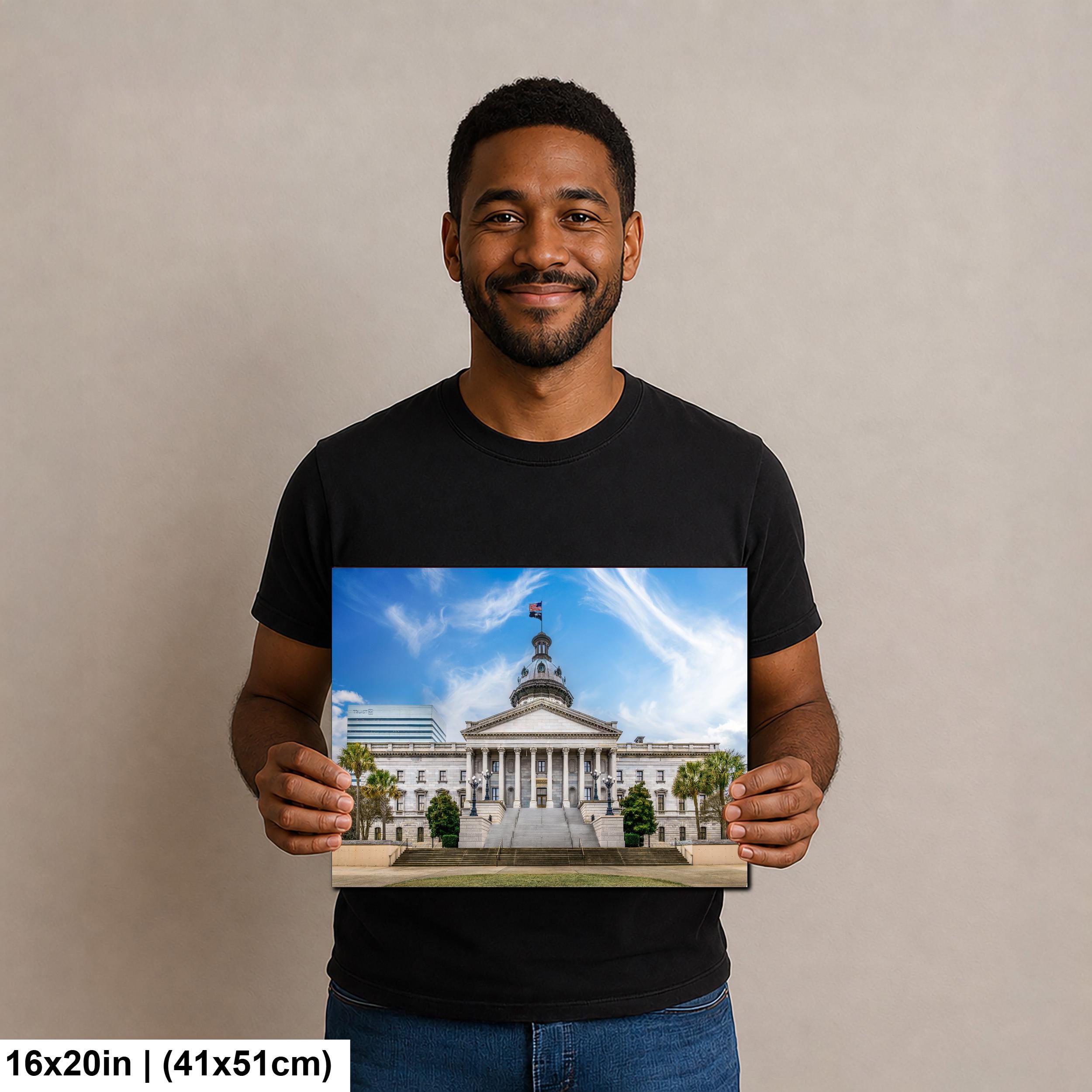 South Carolina State House Under Blue Sky, Columbia South Carolina Photography Print