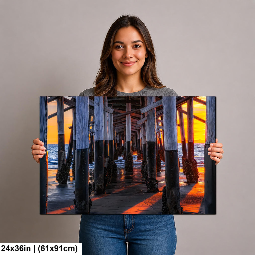 Beneath the Pier: Newport Beach California Sunset Photography Wall Art