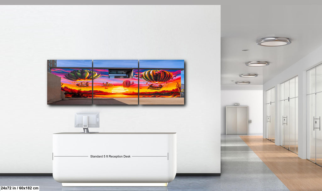 Tucson Mural - Surreal Desert Mural With Floating Cactus Balloons, Photography Print Wall Art