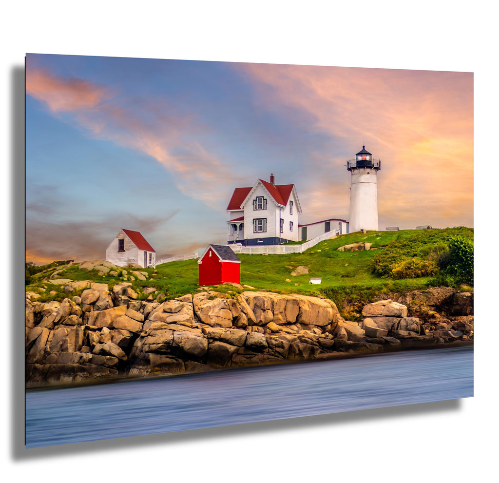 Nubble Lighthouse Wall Art – Coastal Home Decoration | Vibrant Acrylic Print