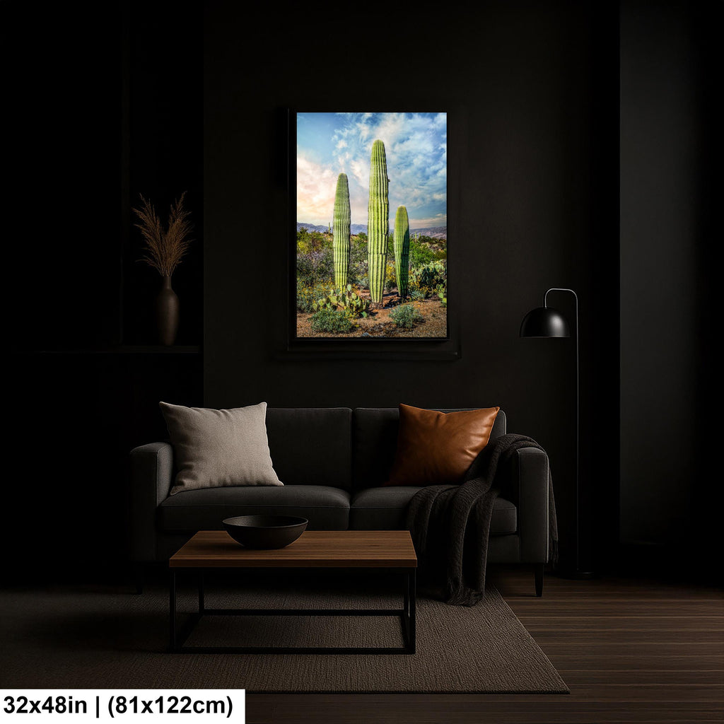 Towering Saguaros and Desert Sky, Saguaro National Park Tucson Arizona Photography Print