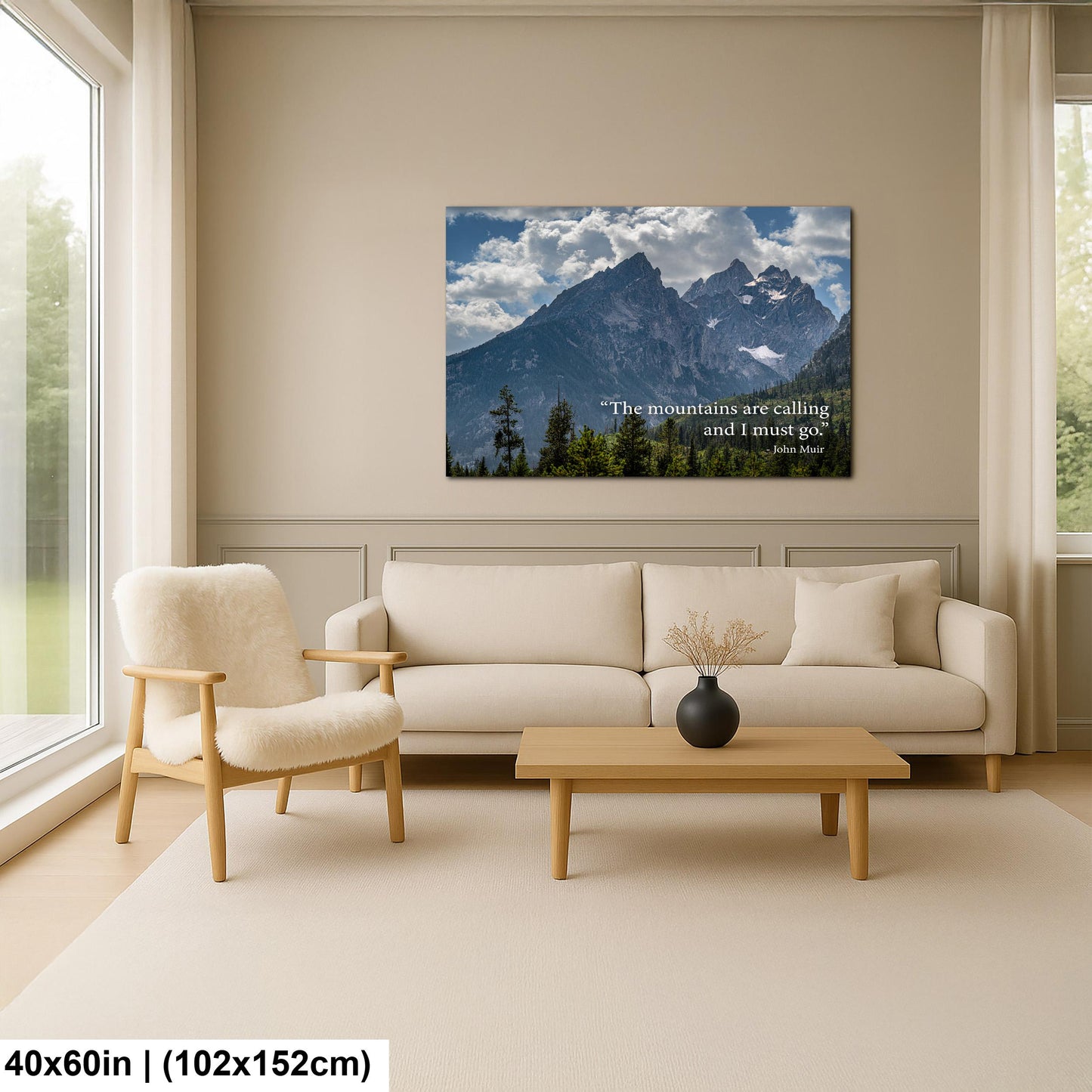 John Muir Motivational Wall Art for Adventure and Reflection, Mountain Landscape Photography Print for Home or Office Decor