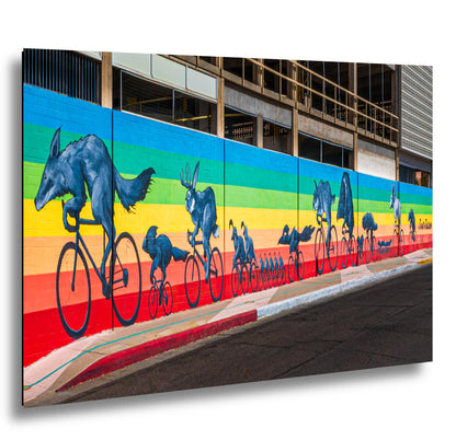 Tucson Mural - Sonoran Desert Animals Bicycle Mural With Rainbow Stripes, Photography Print Wall Art