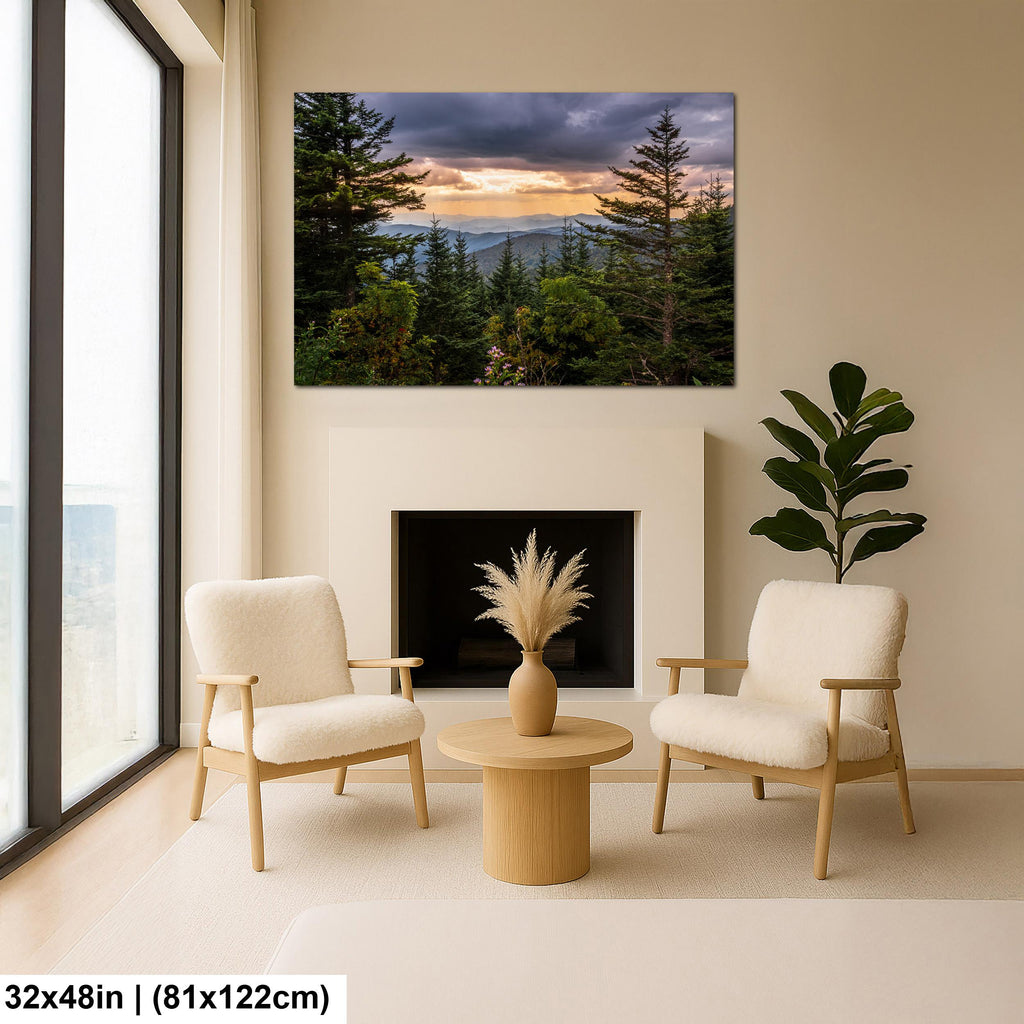 Between the Pines: Scenic View Great Smoky Mountains TN Photo Wall Art