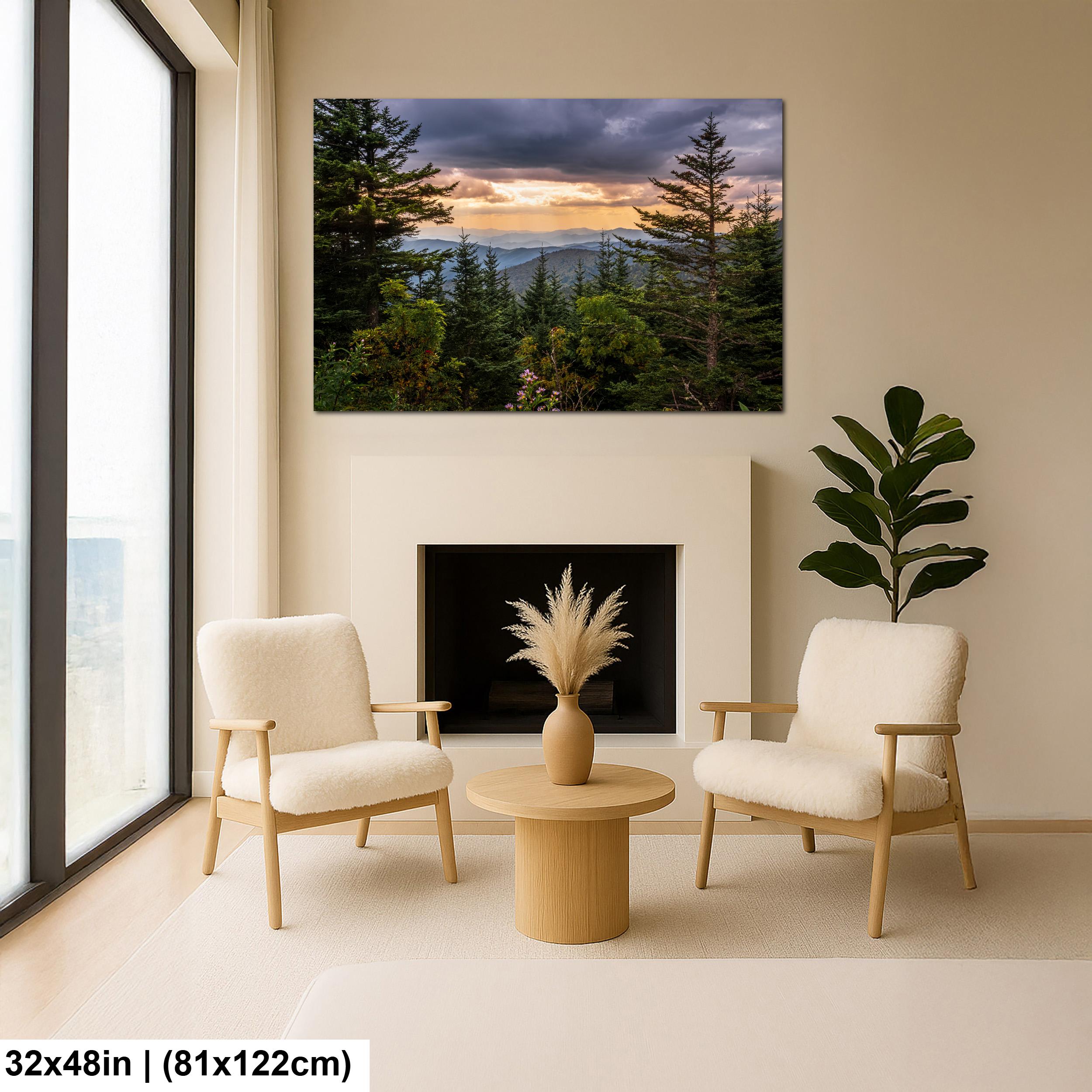 Between the Pines: Scenic View Great Smoky Mountains TN Photo Wall Art