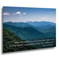 Ralph Waldo Emerson Motivational Wall Art for Inner Strength and Reflection, Mountain Landscape Photography Print for Home or Office Decor