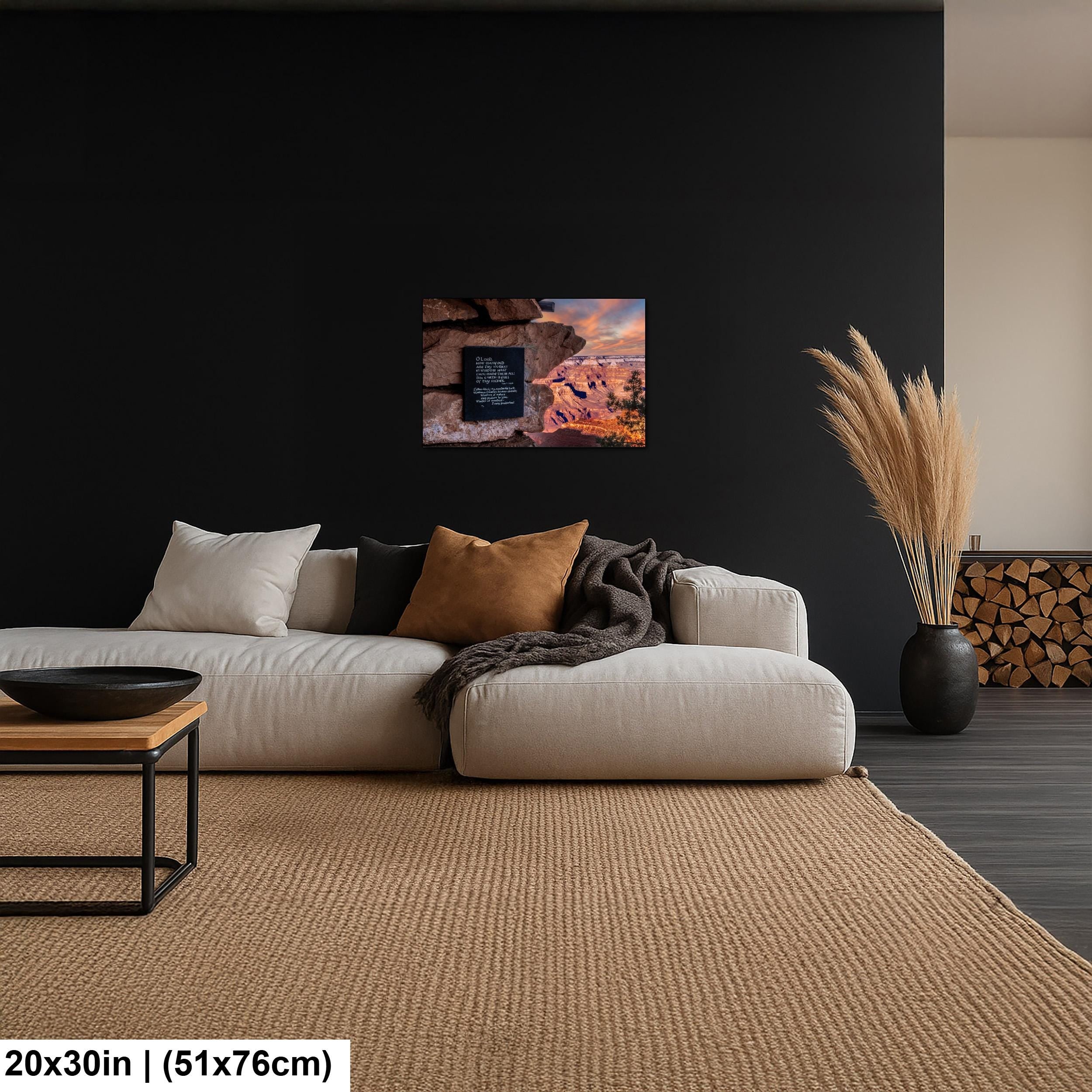 Grand Canyon Sunset Psalm 104:24 Scripture Plaque – Arizona Photography Wall Art