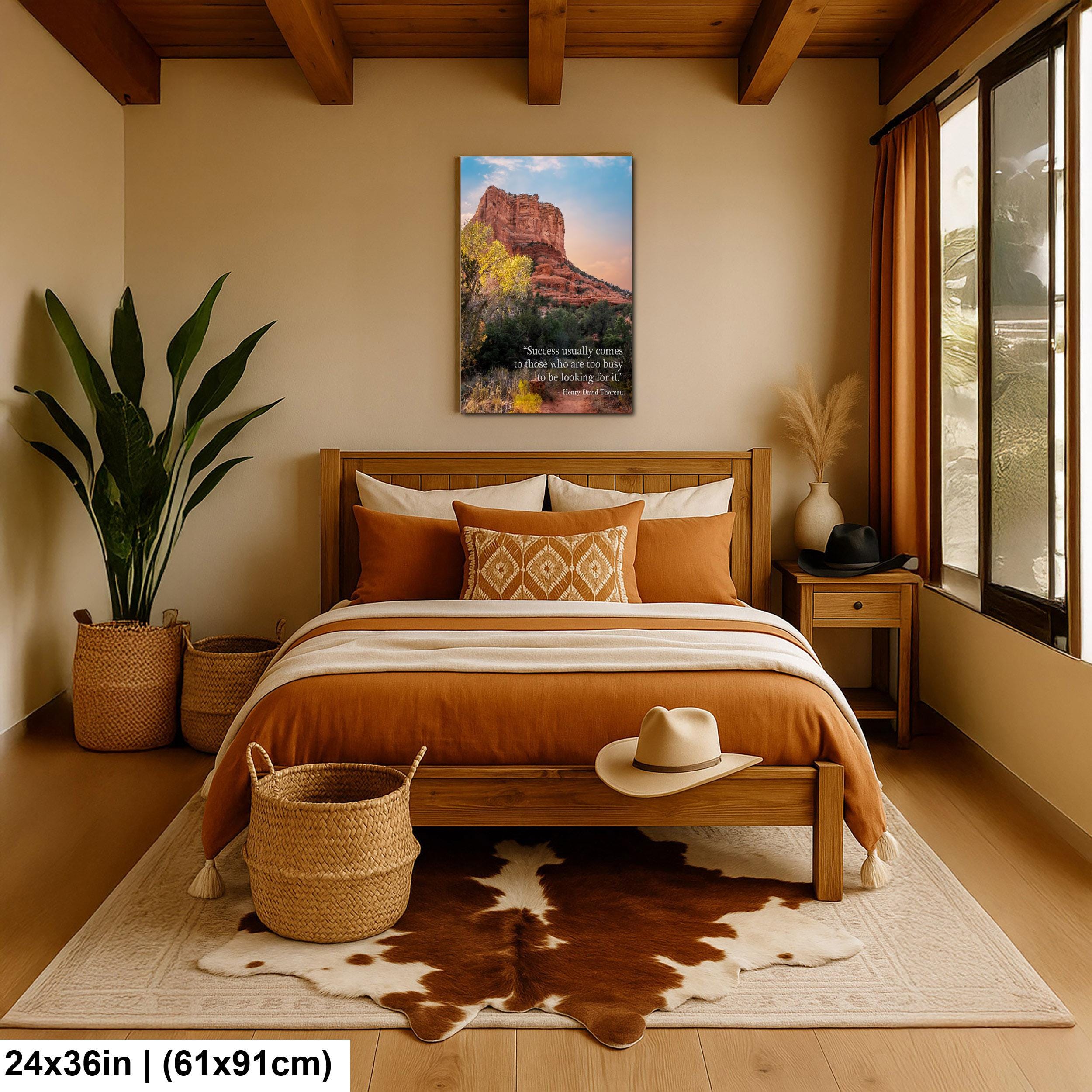 Sedona Red Rock Art – Thoreau Quote Print | Motivational Wall Decor Canvas