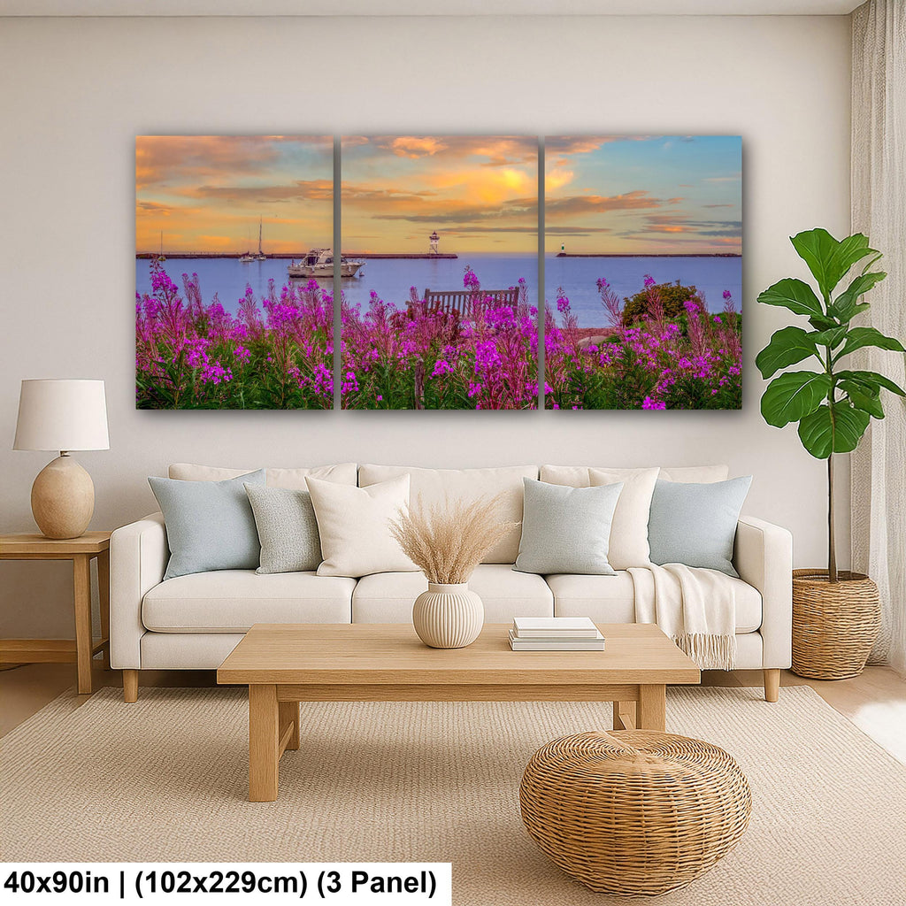 Purple Rosebay: Grand Marais Harbor Minnesota Coastal Photography Wall Art