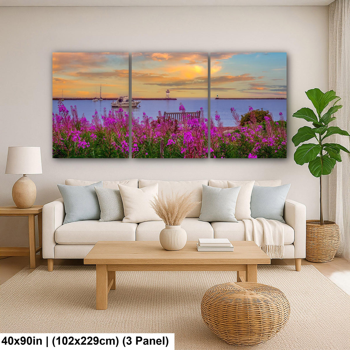Purple Rosebay: Grand Marais Harbor Minnesota Coastal Photography Wall Art