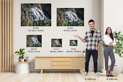 Falls Elegance: Gibbon Falls in Yellowstone Metal Canvas Print National Park Wall Art Wyoming Landscape