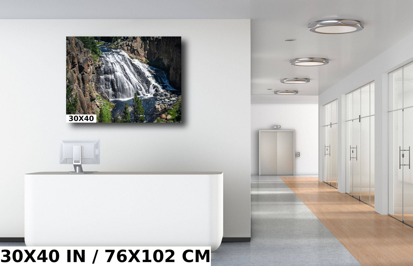 Falls Elegance: Gibbon Falls in Yellowstone Metal Canvas Print National Park Wall Art Wyoming Landscape