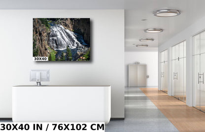 Falls Elegance: Gibbon Falls in Yellowstone Metal Canvas Print National Park Wall Art Wyoming Landscape
