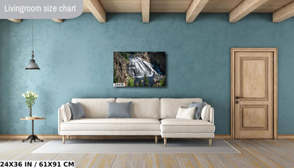 Falls Elegance: Gibbon Falls in Yellowstone Metal Canvas Print National Park Wall Art Wyoming Landscape
