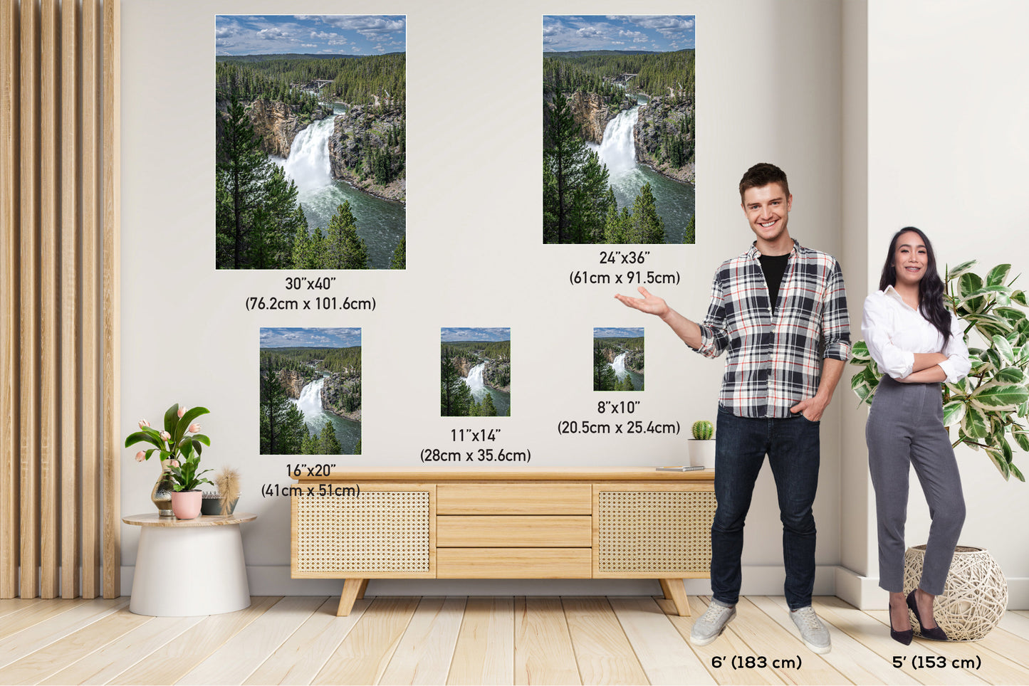 Yellowstone's Grandeur: Upper Falls Wall Art Portrait Wyoming Nature Photography