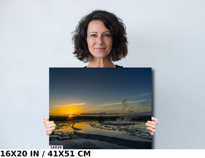 Geyser Grace: Fountain Geyser of Yellowstone Wall Art Wyoming Landscape Metal Canvas Print