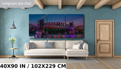 Little Rock Junction Bridge: Arkansas River Colorful Reflections Metal Canvas Print Wall Art