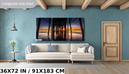 Sunset Symmetry: Oceanside Pier California Sunset Reflections Metal Aluminum Print Wall Art