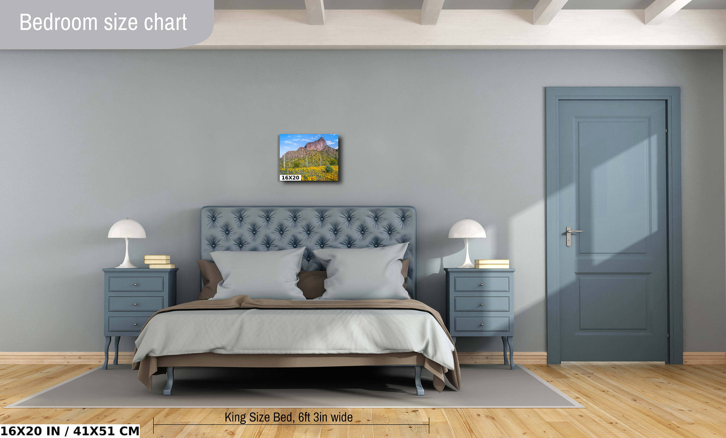 Picacho's Palette: Orange Yellow Poppies Wall Art Picacho Peak State Park Wildflower Metal Acrylic Print Arizona Landscape