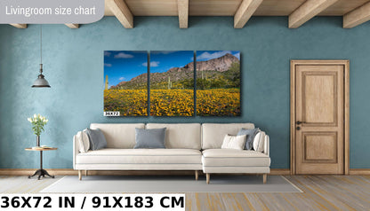 Golden Poppy and Saguaro Cactus Arizona Desert Wall Art