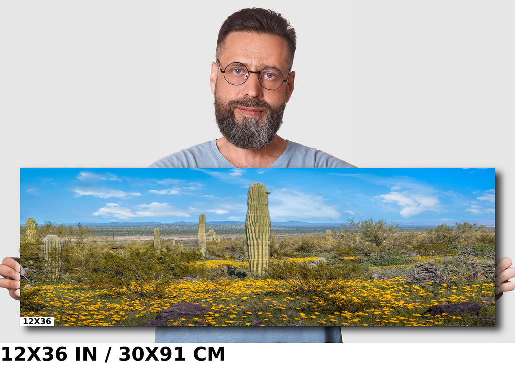 Desert Bloom Saguaro Cactus and Mexican Gold Poppies Wall Art