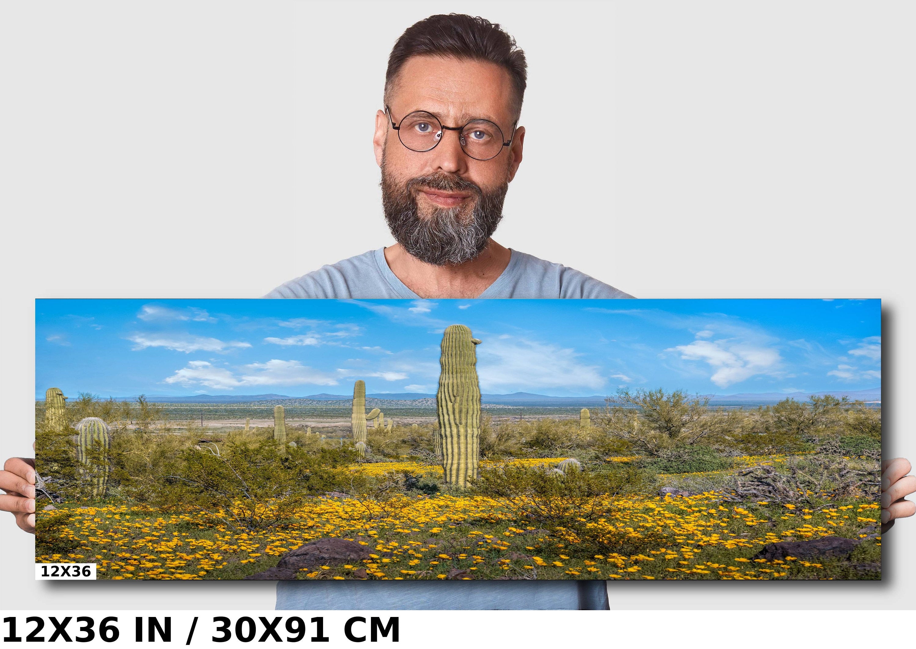 Desert Bloom Saguaro Cactus and Mexican Gold Poppies Wall Art