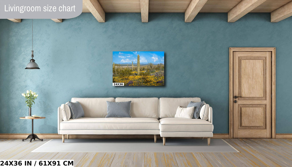 Desert Bloom Saguaro Cactus and Mexican Gold Poppies Wall Art