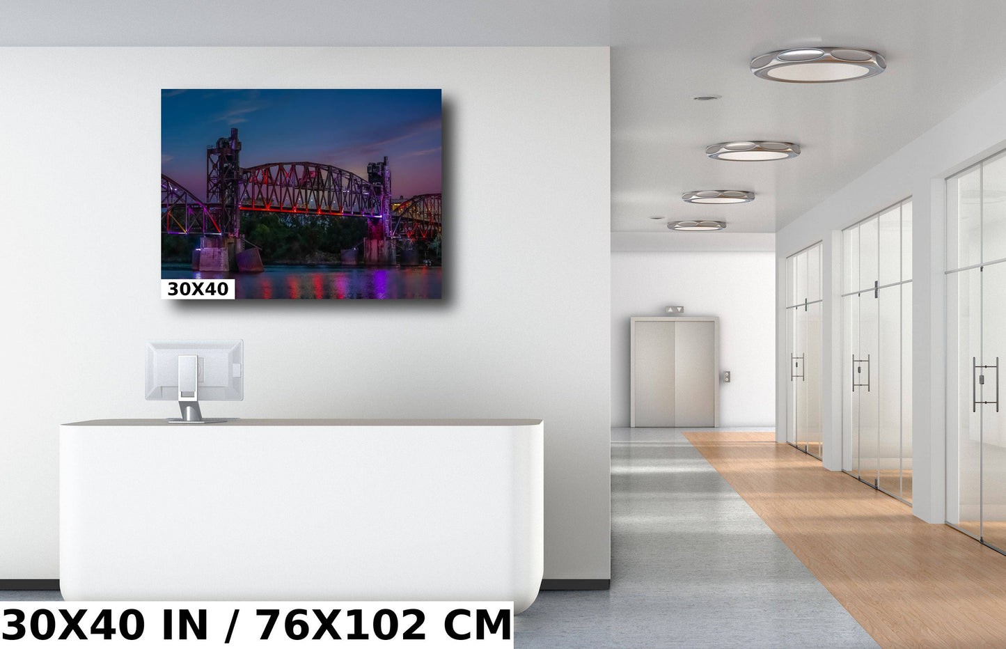 Little Rock Junction Bridge: Arkansas River Colorful Reflections Metal Canvas Print Wall Art