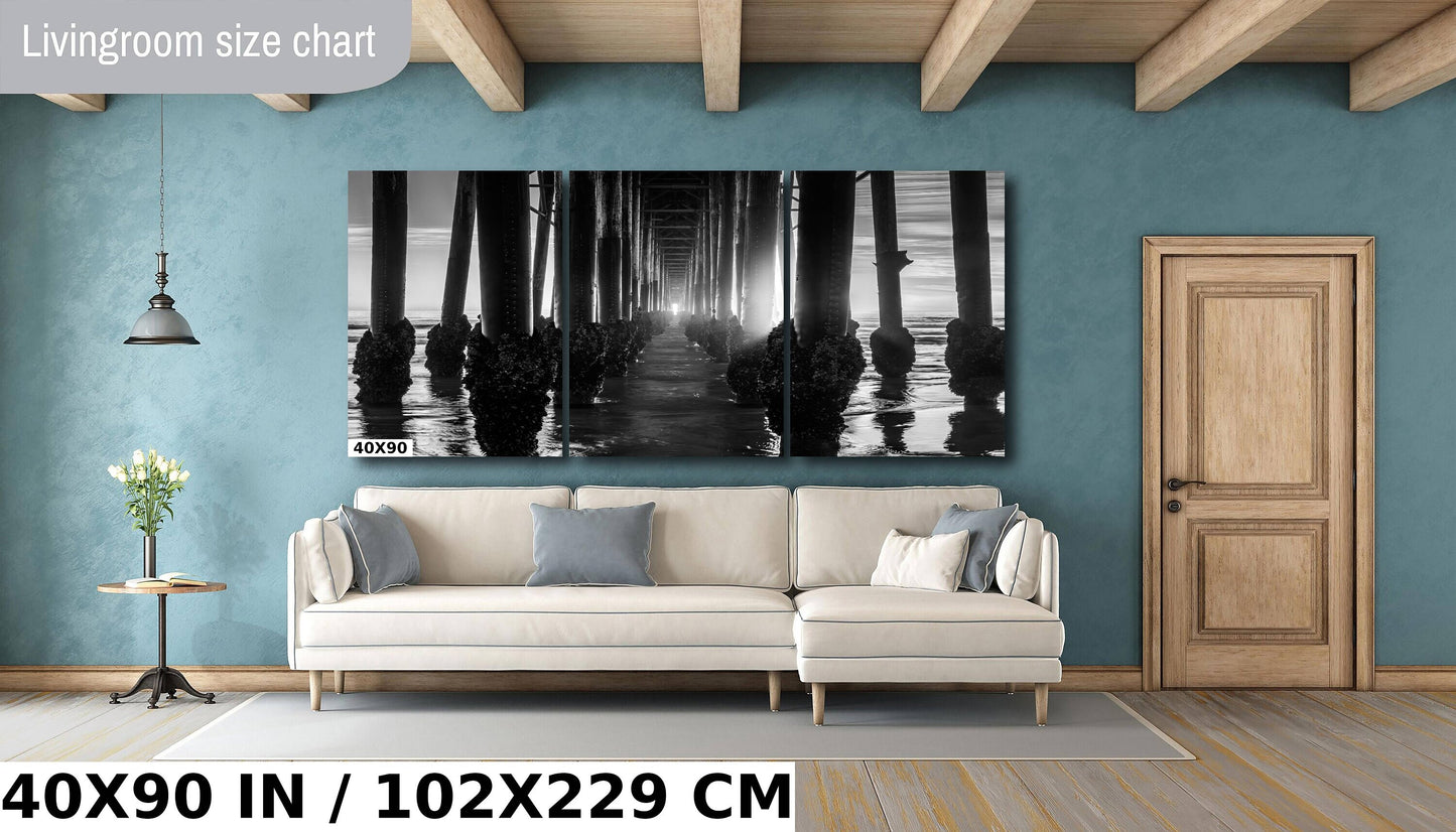 Oceanside Pier's Structural Beauty Monochromatic California Wall Art