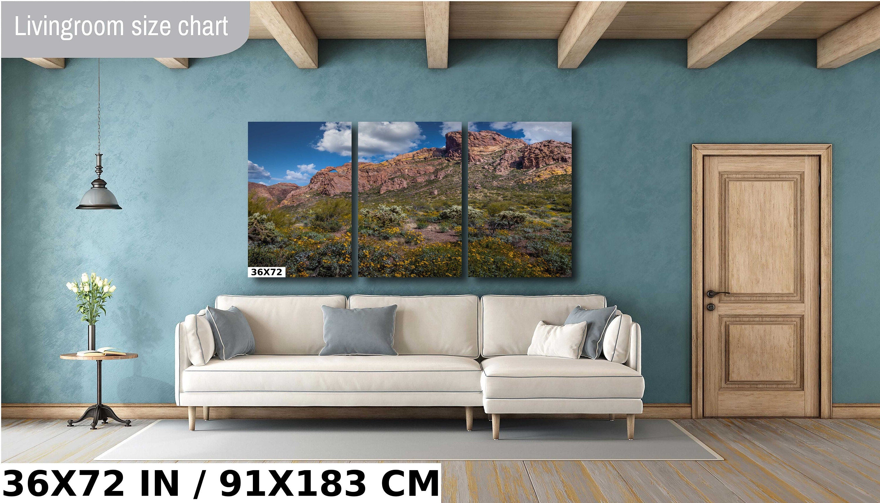 Organ Pipe Cactus National Monument Giant Rock and Wildflowers Wall Art Arizona Desert Landscape