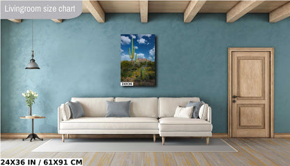 Reach for the Sky: Saguaro Cacti and Wildflowers in Organ Pipe Cactus National Monument Wall Art