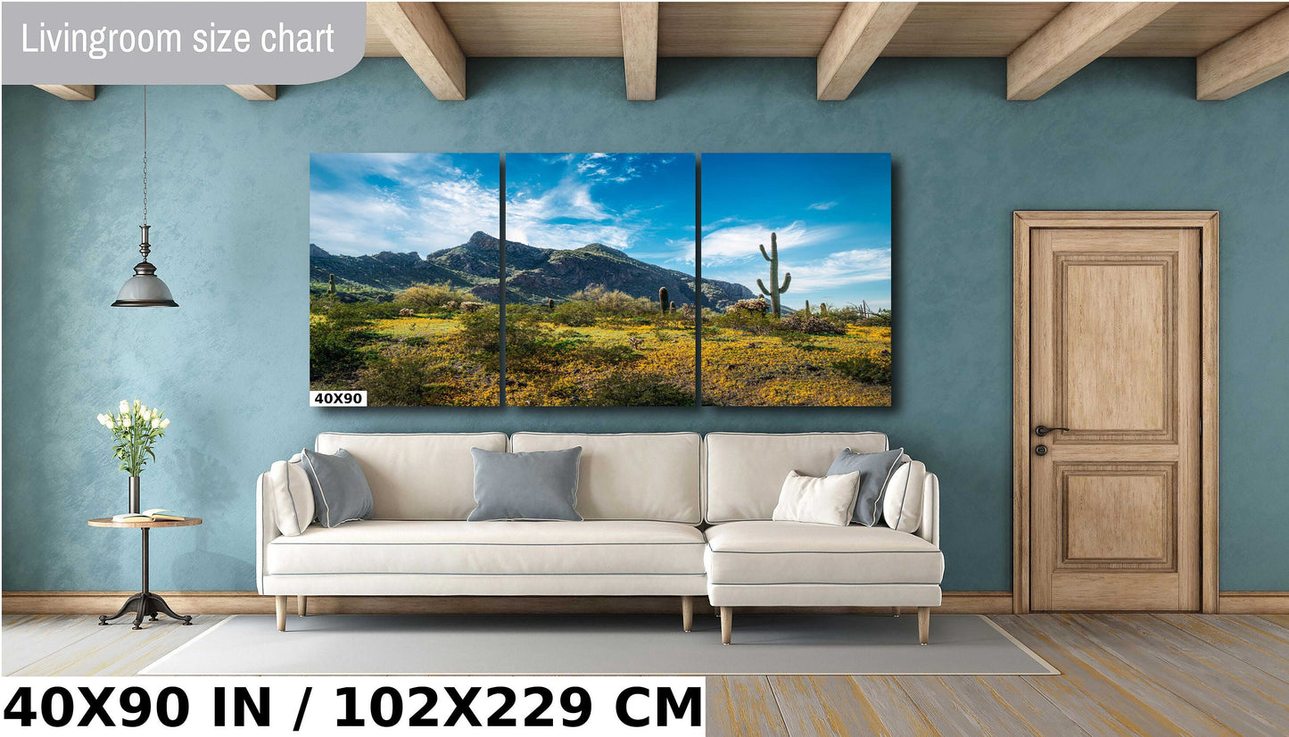 Picacho Peak Arizona Desert: Cactus and Wildflowers Photography Wall Art