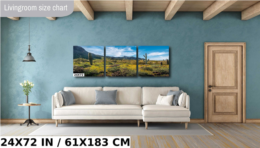 Picacho Peak Super Bloom: Arizona Desert Saguaro Cacti & Wildflowers Wall Art
