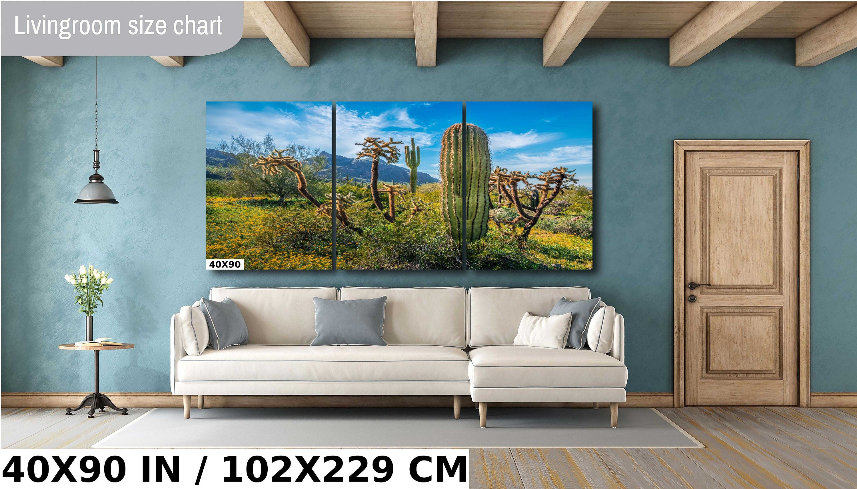 Picacho Peak Cactus & Wildflower: Arizona Desert Wall Art