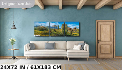 Picacho Peak Cactus & Wildflower: Arizona Desert Wall Art