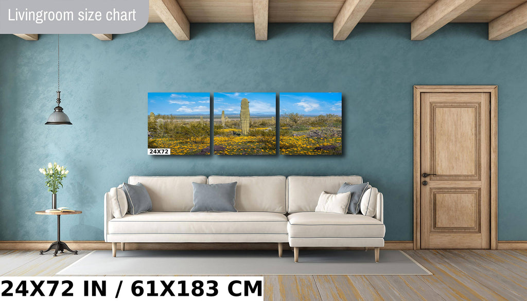 Desert Bloom Saguaro Cactus and Mexican Gold Poppies Wall Art