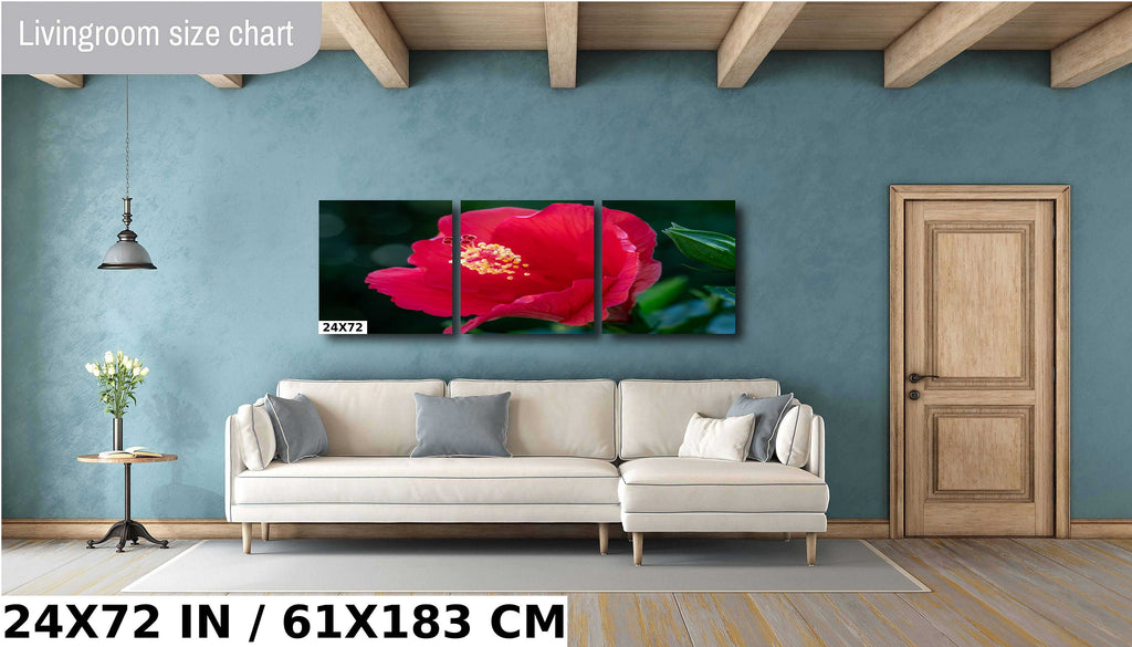 Floral Awakening: Red Hibiscus Flower About to Bloom Wall Art Metal Acrylic Print Flower Photography