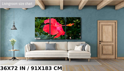 Hibiscus Hues: Radiant Charm of a Blooming Red Hibiscus Wall Art Nature Flower Metal Canvas Print