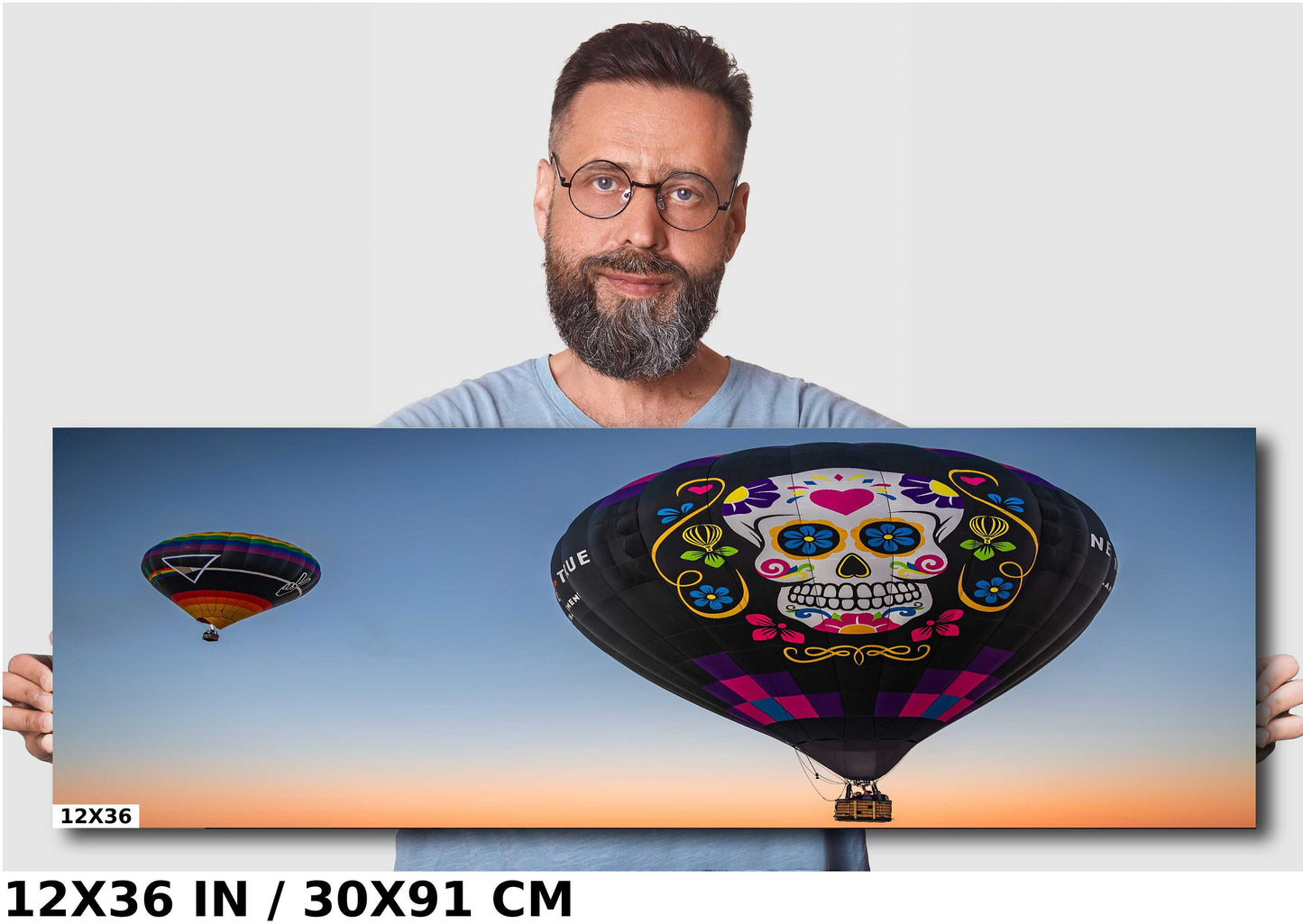 Sugar Skull Hot Air Balloon Fiesta Art Print: Albuquerque New MexicoPrint