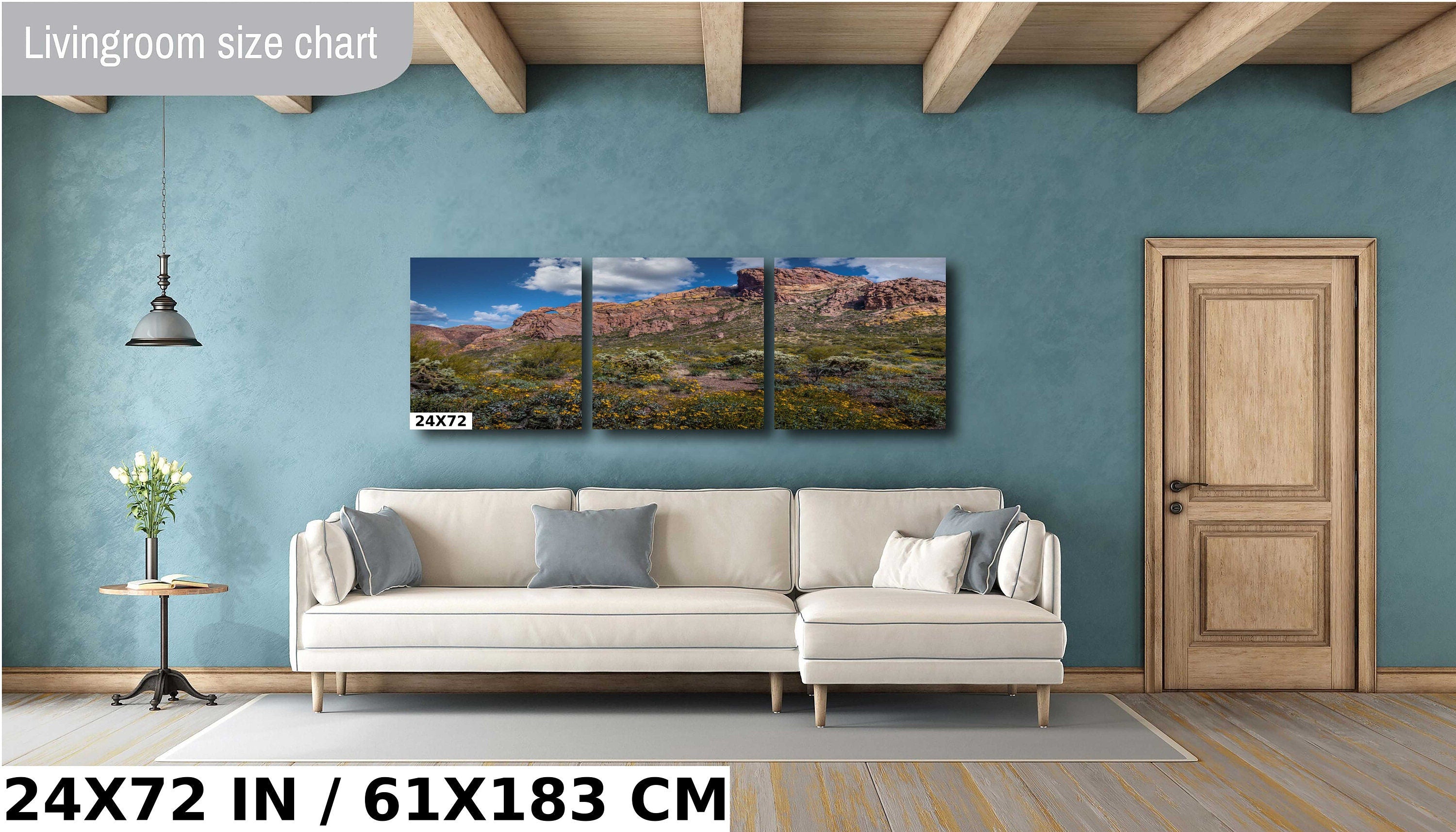 Organ Pipe Cactus National Monument Giant Rock and Wildflowers Wall Art Arizona Desert Landscape
