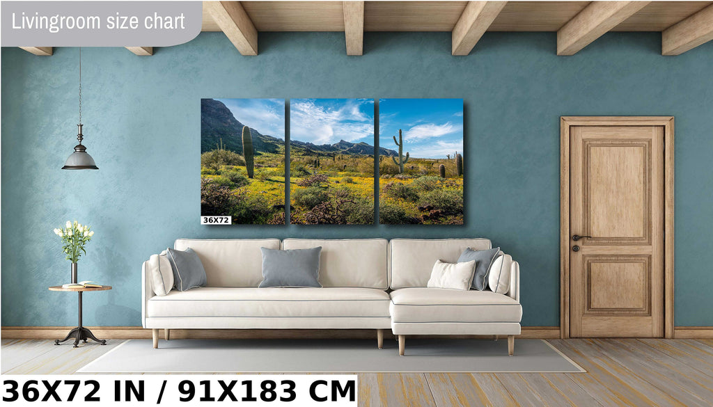 Picacho Peak Super Bloom: Arizona Desert Saguaro Cacti & Wildflowers Wall Art