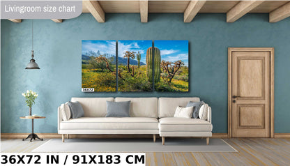 Picacho Peak Cactus & Wildflower: Arizona Desert Wall Art