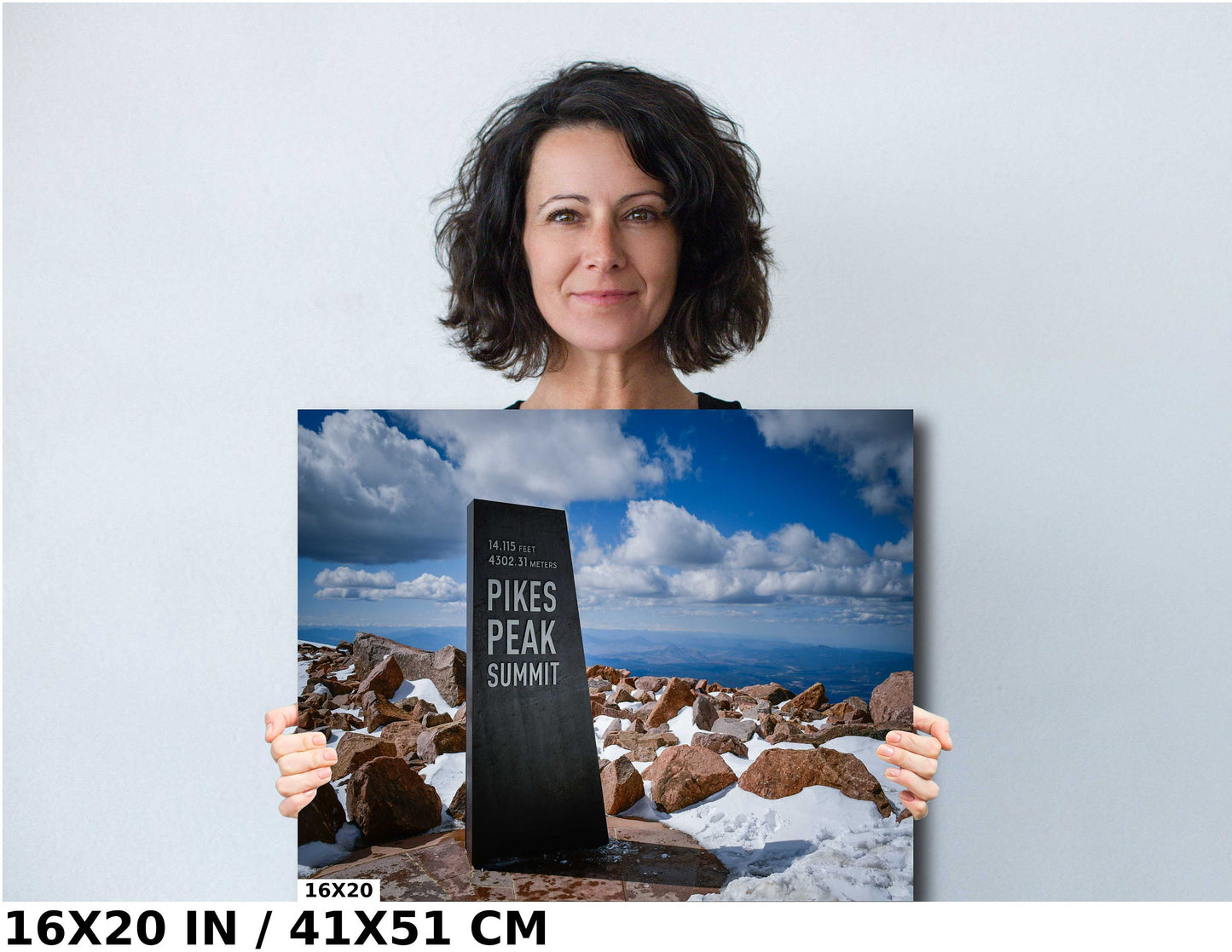 Summit Achievement: Reaching the Pikes Peak Summit Sign Metal Aluminum Print Wall Art Colorado Landscape
