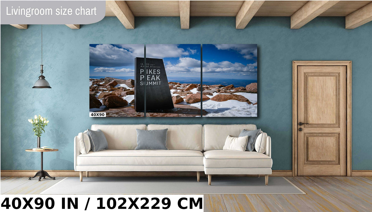 Summit Achievement: Reaching the Pikes Peak Summit Sign Metal Aluminum Print Wall Art Colorado Landscape