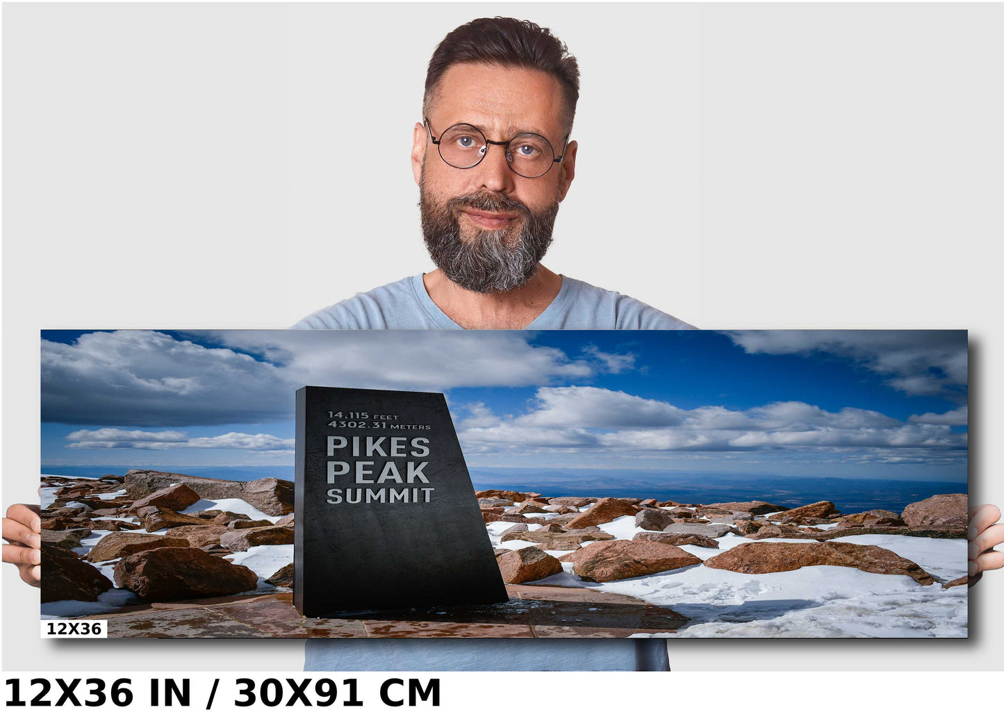 Summit Achievement: Reaching the Pikes Peak Summit Sign Metal Aluminum Print Wall Art Colorado Landscape