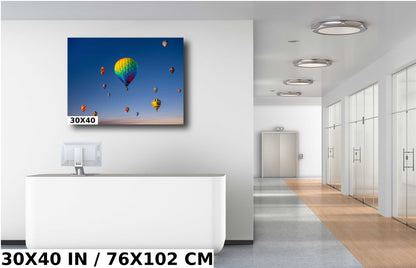 Aerial Ballet: Hot Air Balloons Grace the Skyline of Albuquerque Wall Art Balloon Fiesta Metal Canvas Print New Mexico Landscape