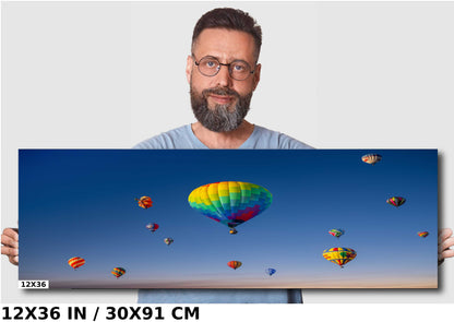 Aerial Ballet: Hot Air Balloons Grace the Skyline of Albuquerque Wall Art Balloon Fiesta Metal Canvas Print New Mexico Landscape